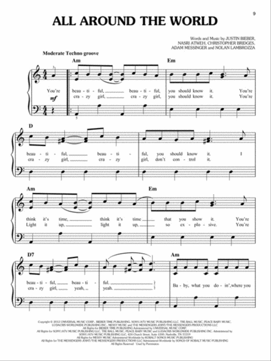 Best of Justin Bieber Easy Piano scores gallery preview page 4