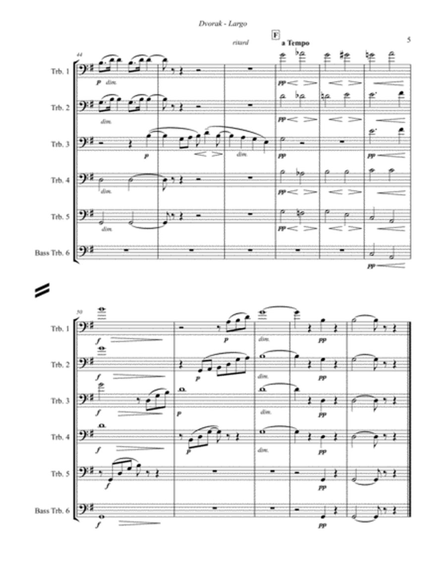 Largo from the "New World Symphony" for 6-part Trombone Ensemble