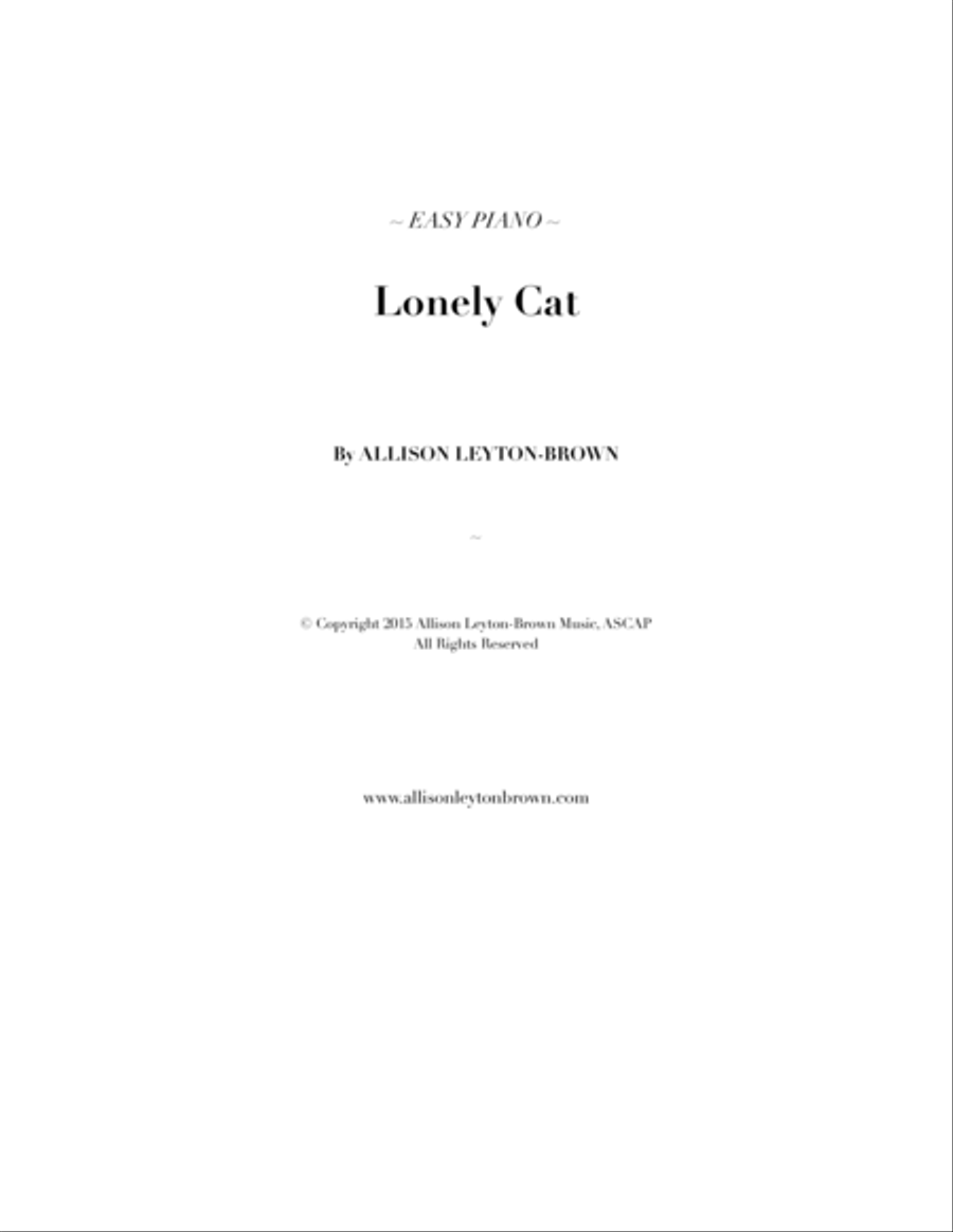 Lonely Cat - Easy Piano Solo - by Allison Leyton-Brown Easy Piano scores gallery preview page 1