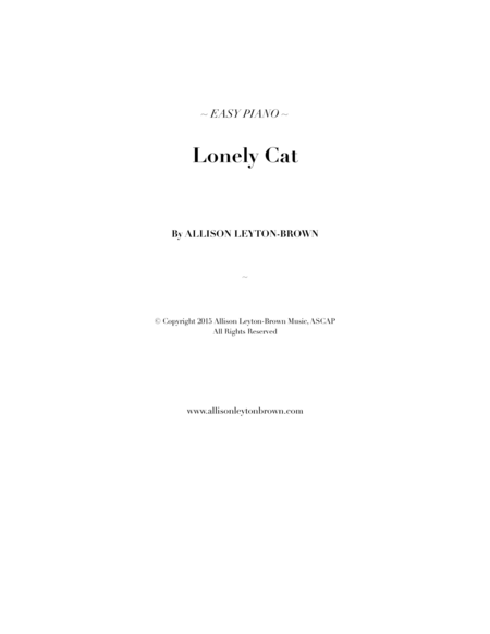 Lonely Cat - Easy Piano Solo - by Allison Leyton-Brown image number null