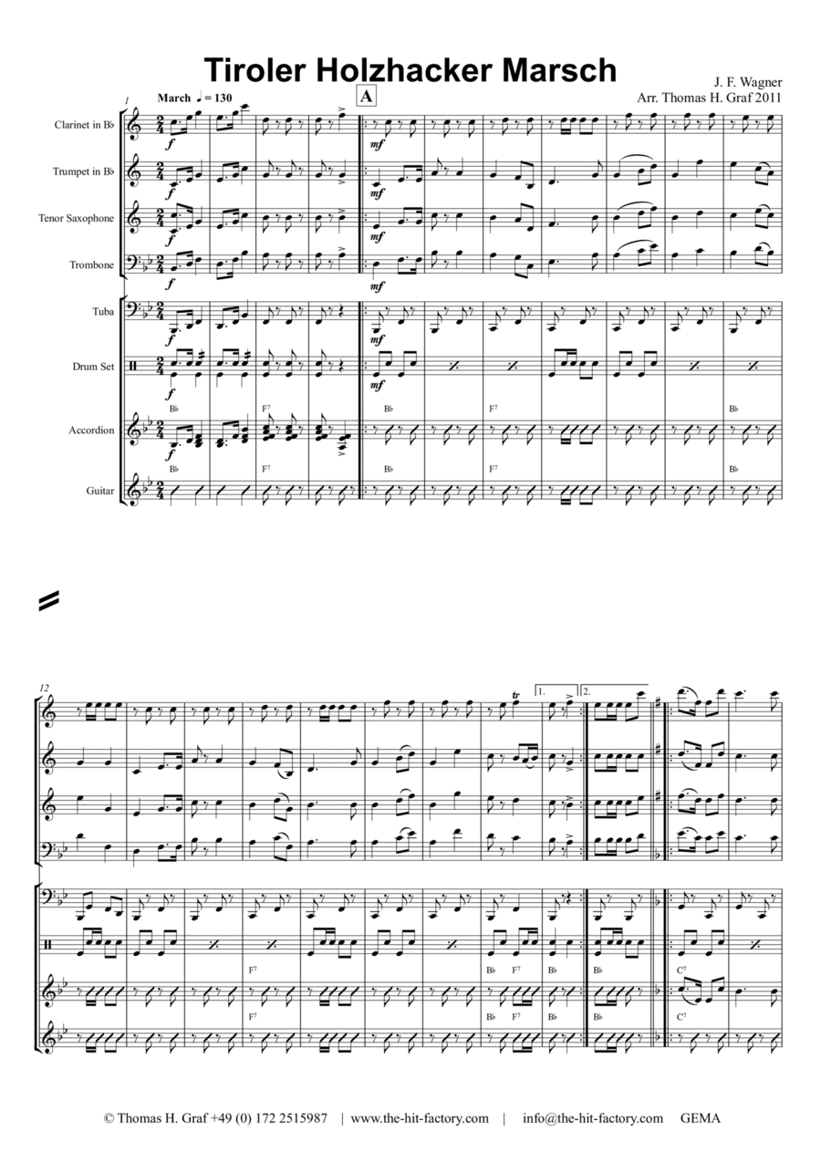 Tiroler Holzhacker Marsch - German Polka March - Oktoberfest - German Band Concert Band scores gallery preview page 1