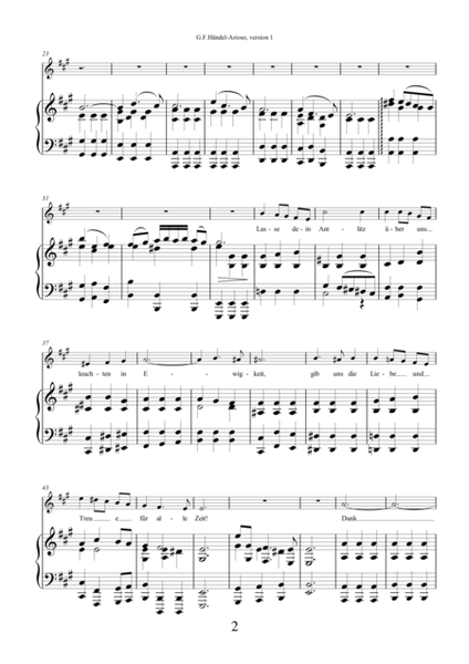 Arioso - Dank sei dir, Herr by George Frideric Handel for voice and piano