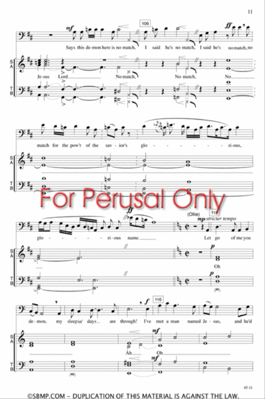 Wake Up, Ollie Brown! - SATB Octavo 4-Part scores gallery preview page 10