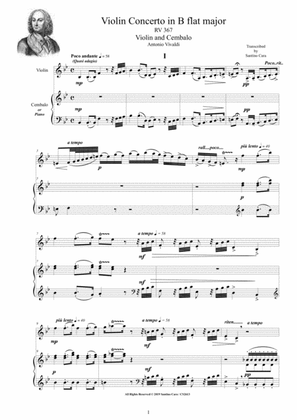 Vivaldi - Violin Concerto in B flat major RV 367 for Violin and Cembalo (or Piano)