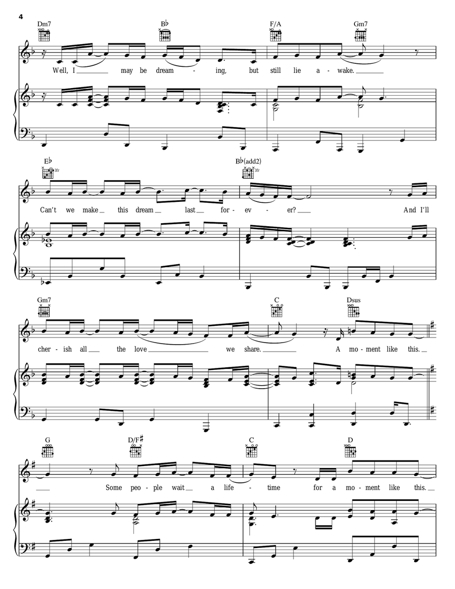 A Moment Like This Piano, Vocal, Guitar scores gallery preview page 4