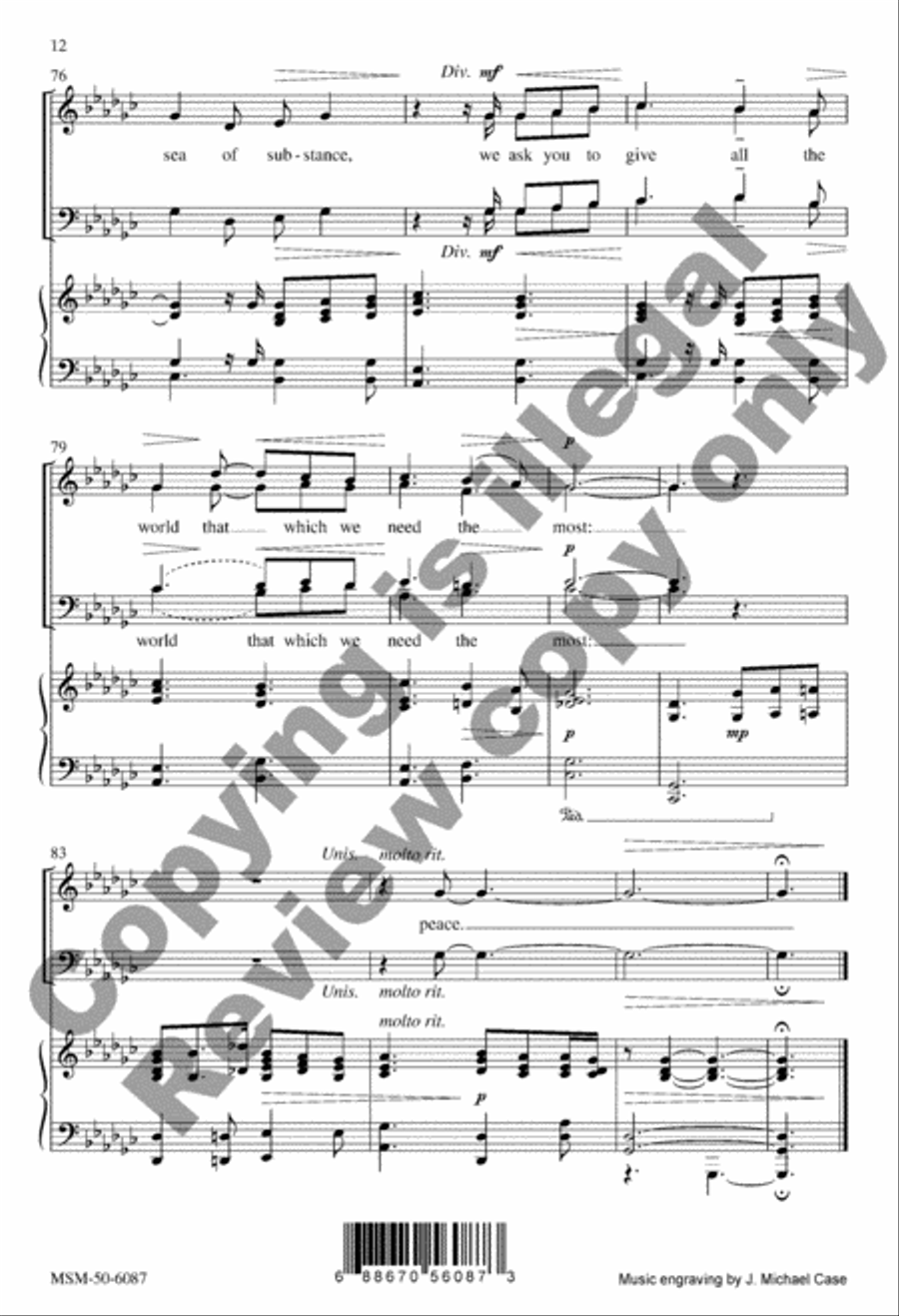 Maya's Prayer for Peace 4-Part scores gallery preview page 12