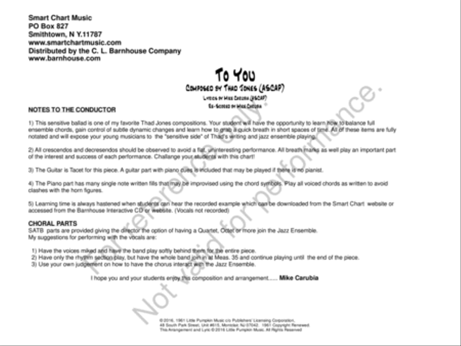 To You Jazz Ensemble scores gallery preview page 2
