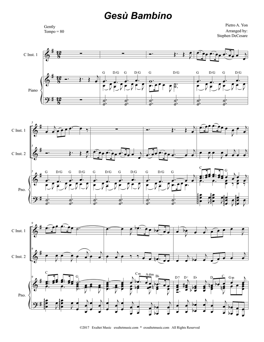 Gesu Bambino (Duet for C-Instruments) Flute scores gallery preview page 2