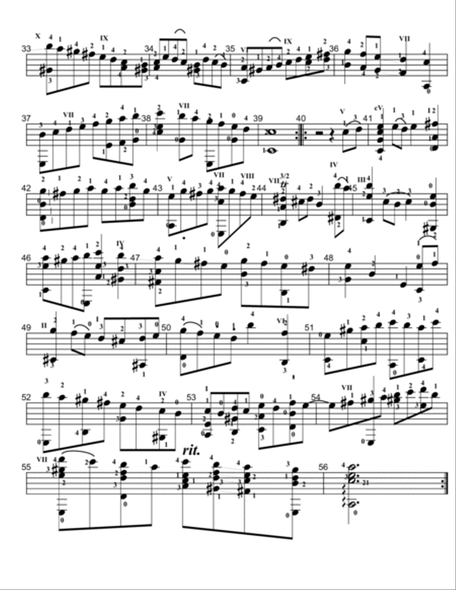 Cello suite 3 for guitar -bouree Classical Guitar scores gallery preview page 2