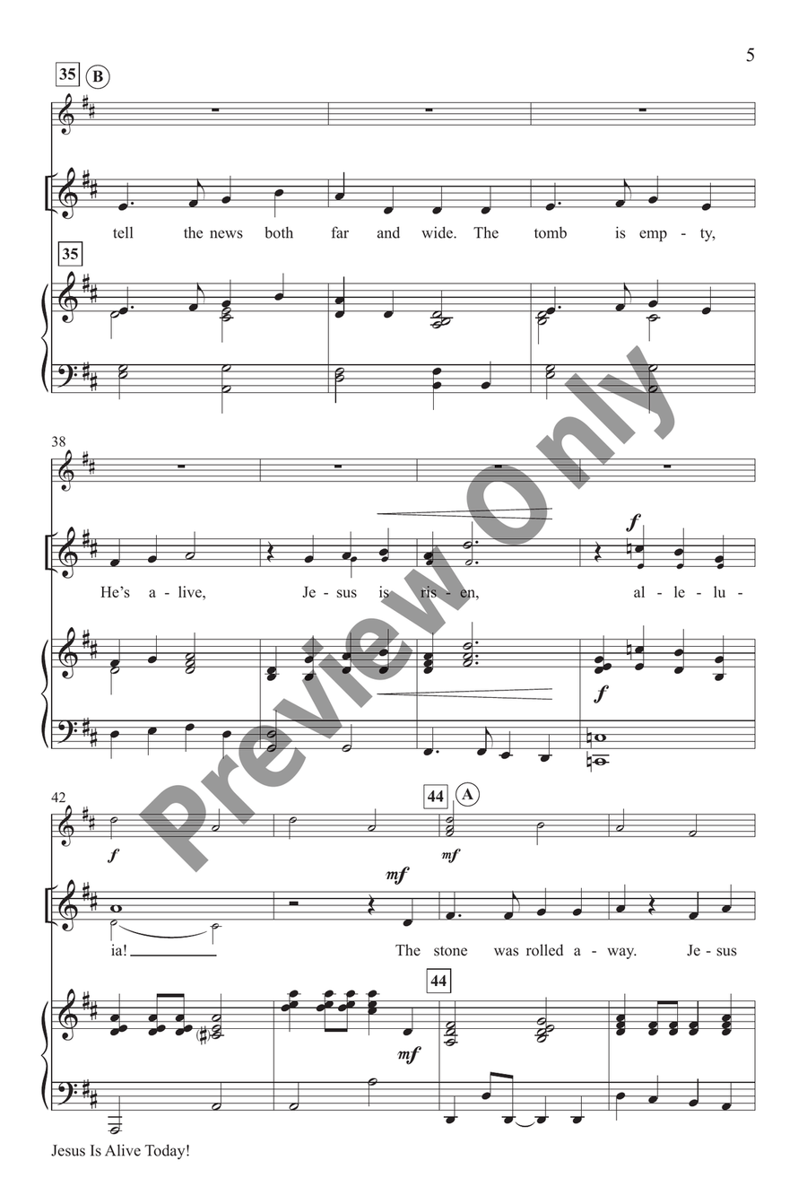 Jesus Is Alive Today! by Becki Slagle Mayo Unison Choir - Sheet Music page 5