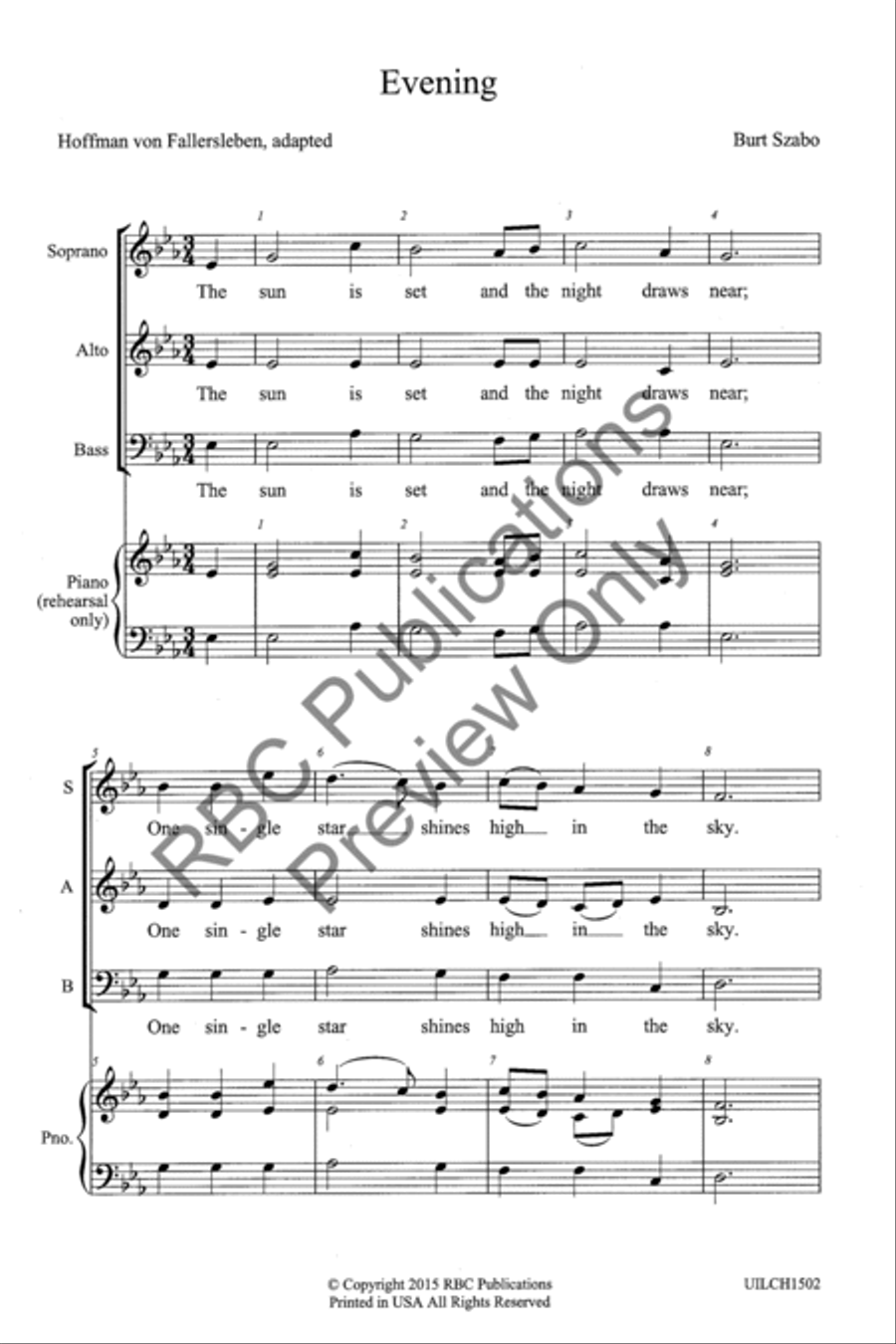 Evening (SAB) 3-Part scores gallery preview page 3