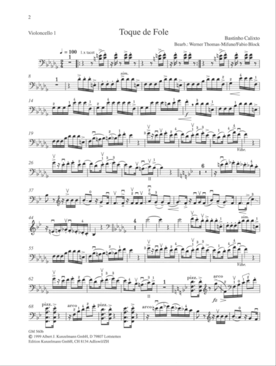 3 sambas for 6 celli Cello scores gallery preview page 2