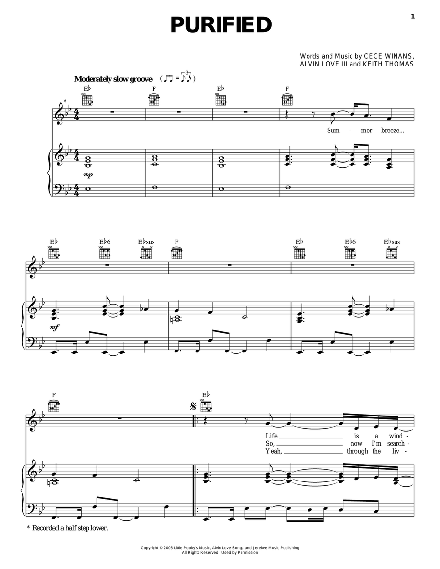 Purified Purified Piano, Vocal, Guitar scores gallery preview page 1
