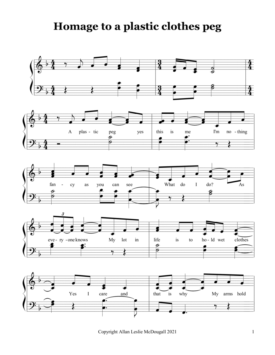 Homage to a plastic clothes peg Voice scores gallery preview page 1