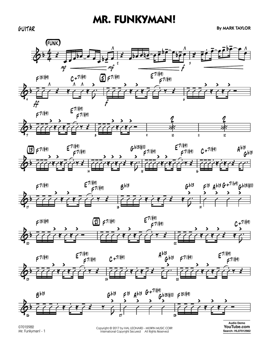 Mr. Funkyman! - Guitar Mr. Funkyman! - Guitar Jazz Ensemble scores gallery preview page 1