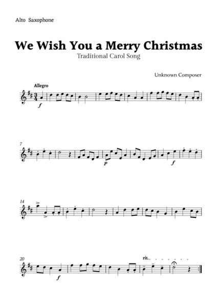 We Wish you a Merry Christmas for Alto Sax and Tenor Sax Duet with Chords image number null