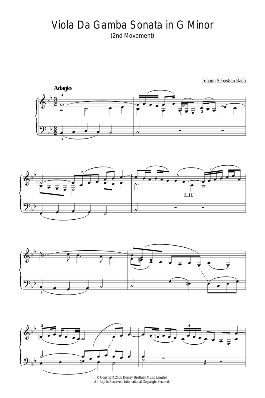Viola da Gamba Sonata In G Minor (2nd Movement) Viola scores gallery preview page 1