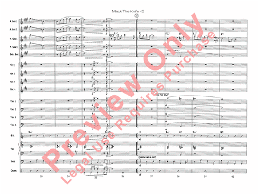 Mack the Knife (from The Threepenny Opera) Jazz Ensemble scores gallery preview page 7
