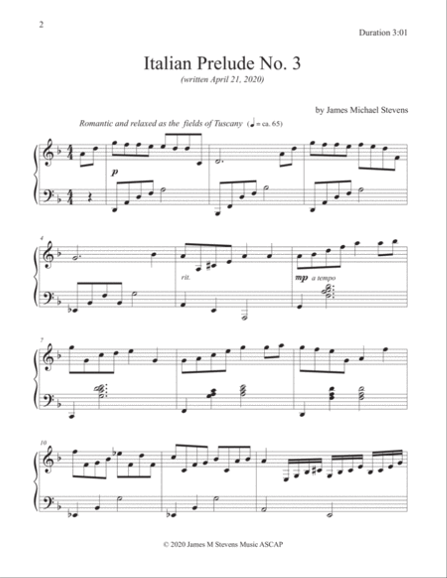 Italian Prelude No. 3 - Piano Solo Piano Solo scores gallery preview page 2