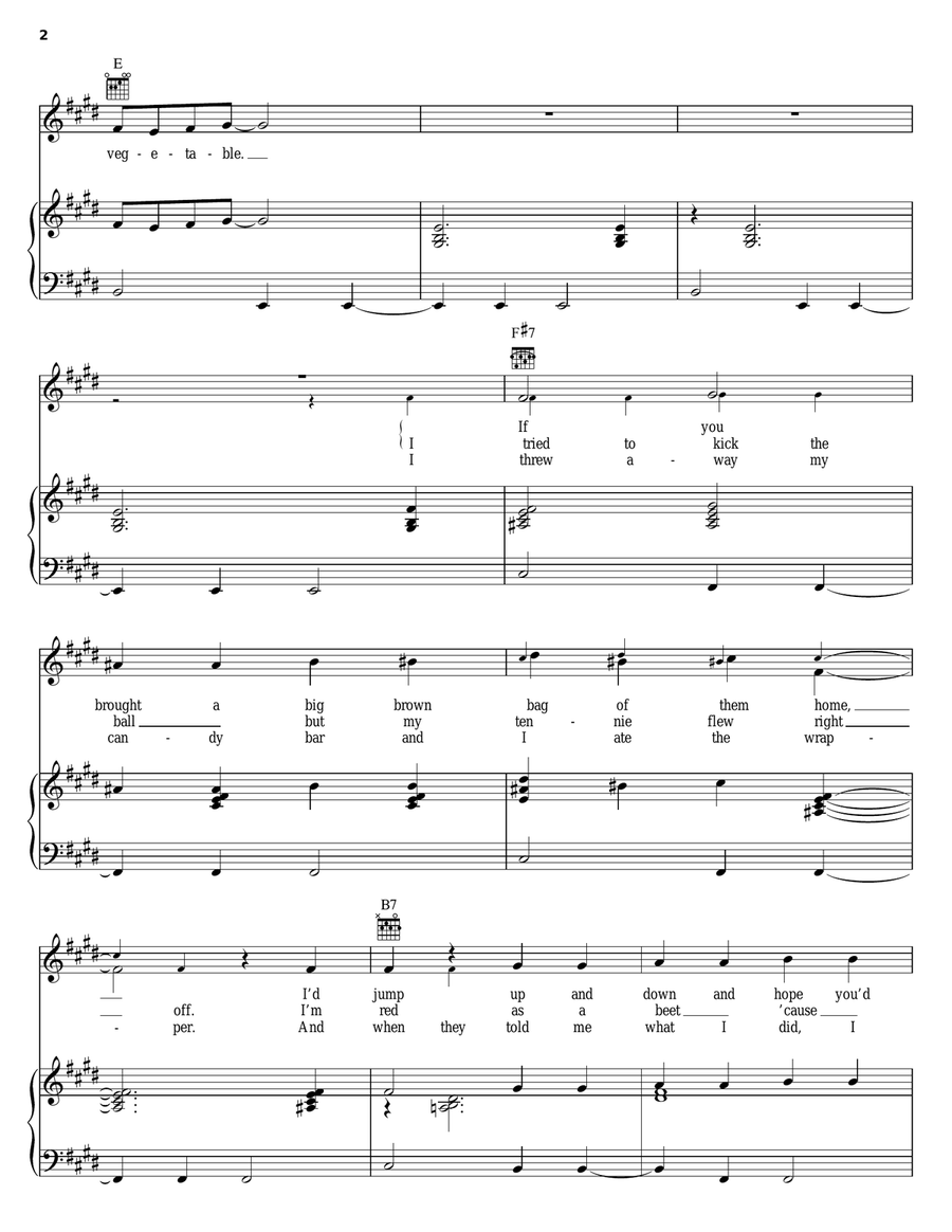 Vega-Tables Piano, Vocal, Guitar scores gallery preview page 2