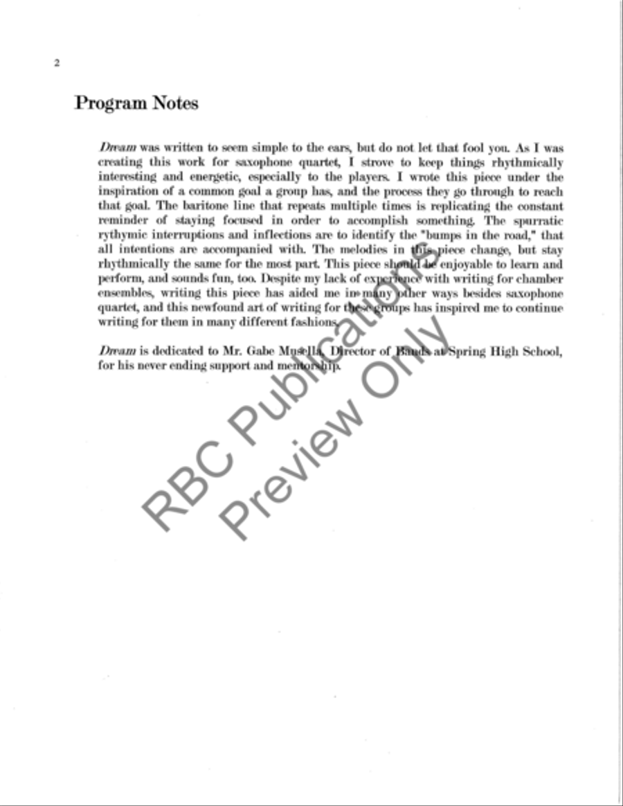 Dream Saxophone Quartet Dream Saxophone Quartet Saxophone Quartet scores gallery preview page 3