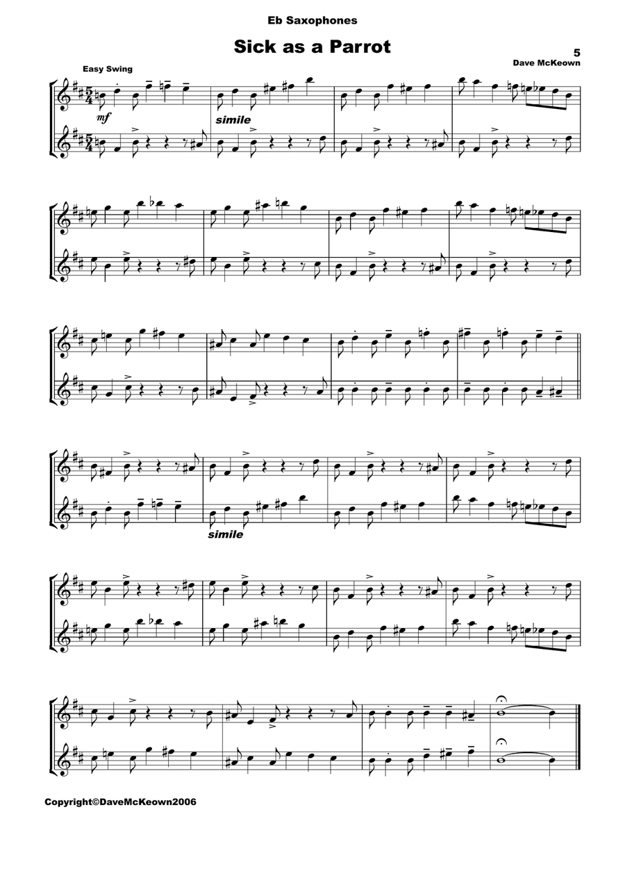 10 Blues Duets for Alto Saxophone Woodwind Duet scores gallery preview page 5