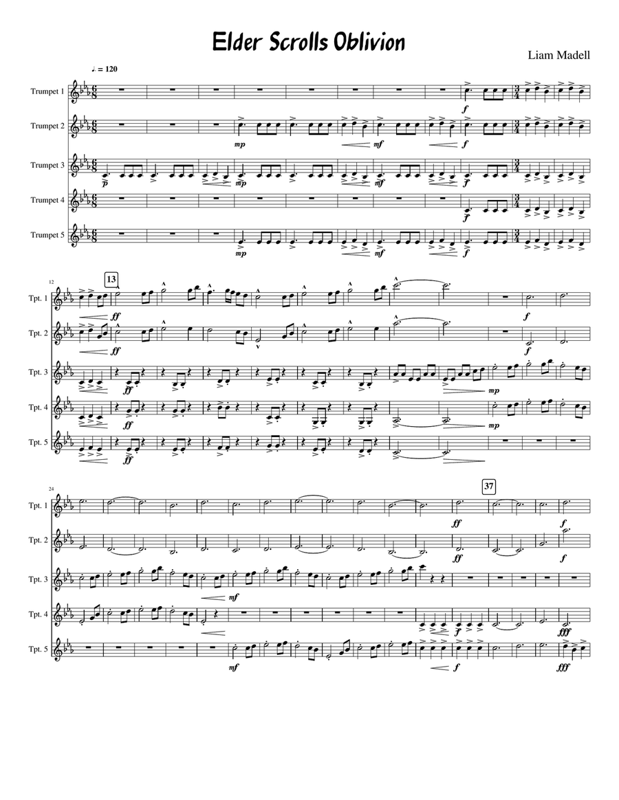 Elder Scrolls: Oblivion Small Ensemble scores gallery preview page 1