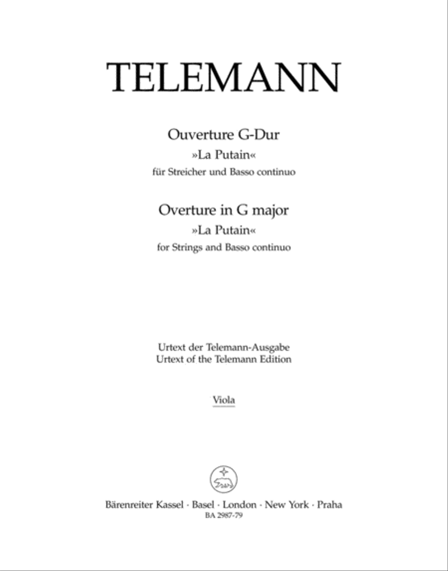 Ouverture G major TWV 55:G 1 'La Putain' Viola scores gallery preview page 1