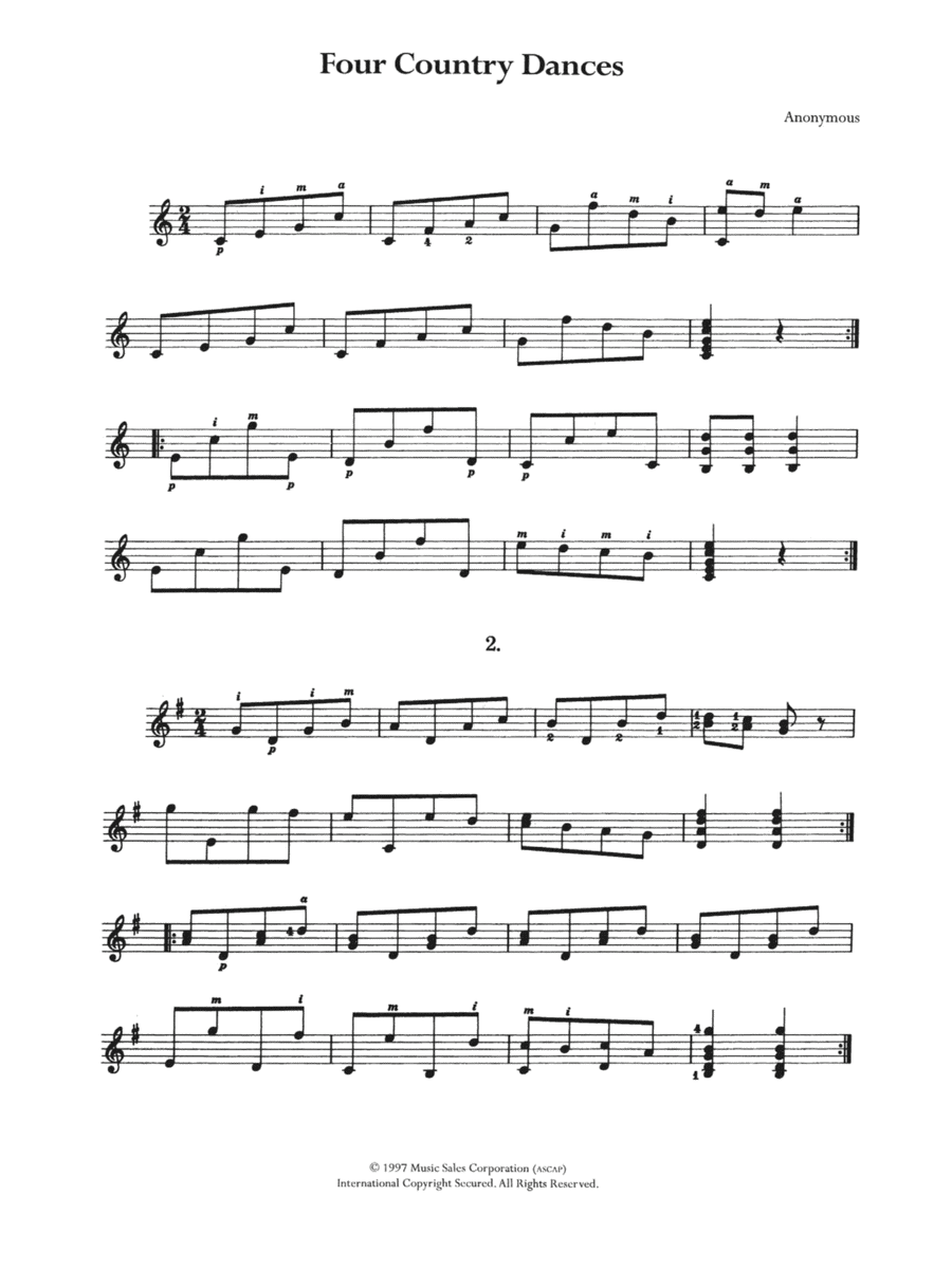 Four Country Dances Four Country Dances Acoustic Guitar scores gallery preview page 1