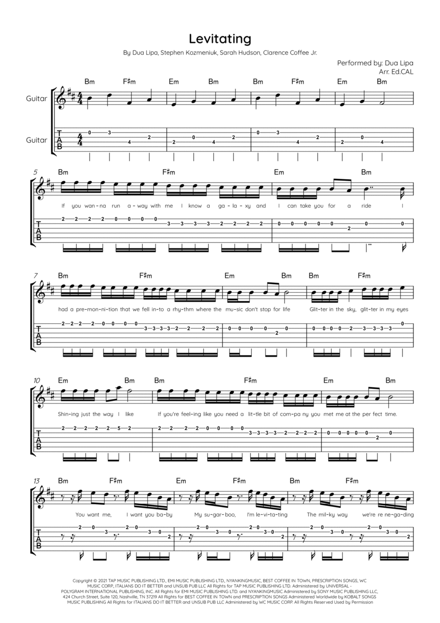 Levitating Electric Guitar scores gallery preview page 1