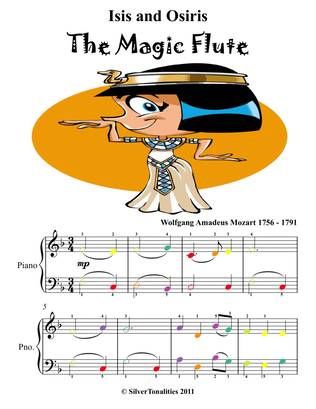Book cover for Isis and Osiris Magic Flute Easy Piano Sheet Music with Colored Notes