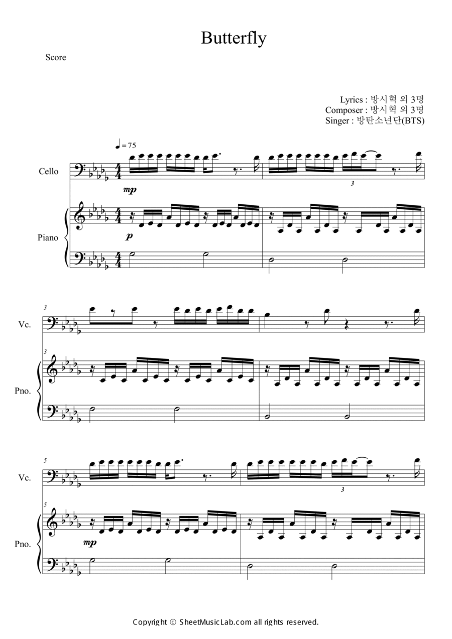 Butterfly Piano scores gallery preview page 1