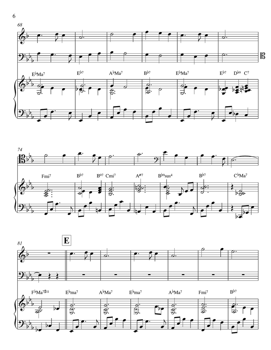 Christmas Carol Medley, for trumpet, cello, and piano Small Ensemble scores gallery preview page 6