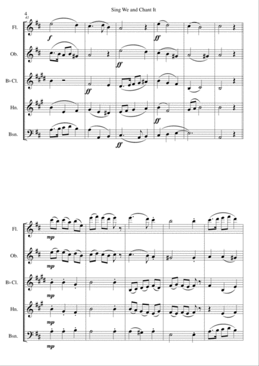 Sing we and chant it (with variations) for wind quintet Woodwind Quintet scores gallery preview page 4