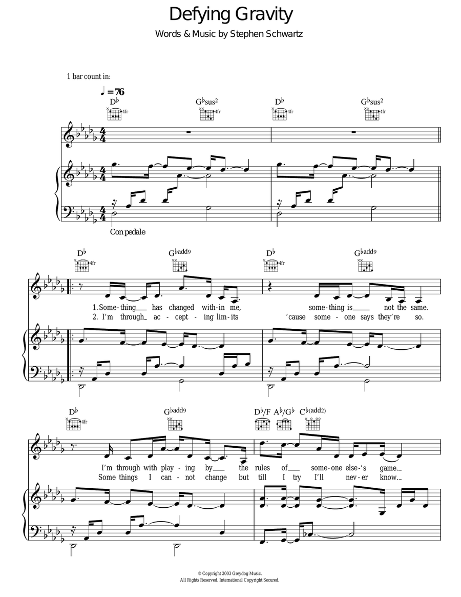 Defying Gravity (from Wicked) Guitar scores gallery preview page 1