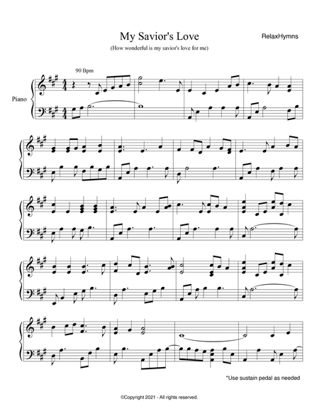 PIANO - How Wonderful is my Saviour's Love for Me (Piano Hymns Sheet Music PDF) image number null