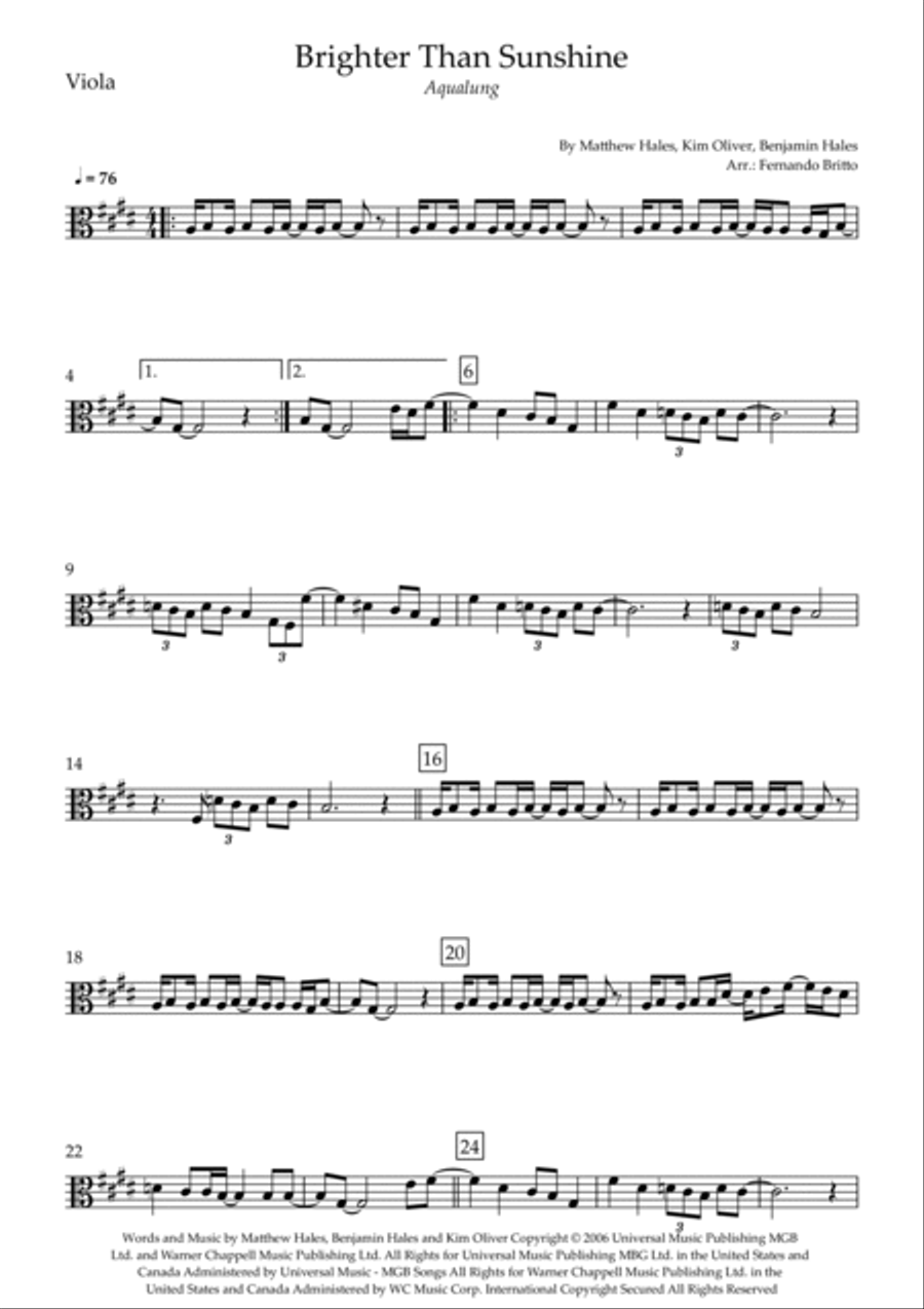 Brighter Than Sunshine String Quintet scores gallery preview page 4
