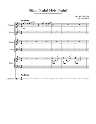 Silent Night arr. for Flute, Piccolo, Violin, Viola, and Piano with optional percussions