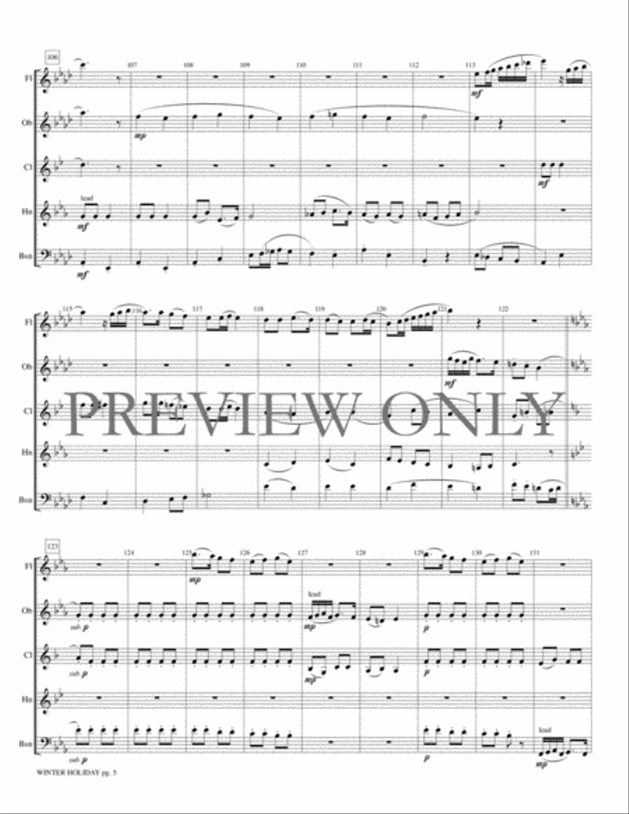 Winter Holiday Woodwind Quintet scores gallery preview page 6