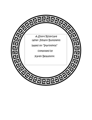 Book cover for A Short Ricercare (after Johann Buttstett) based on "Ikariotikos"