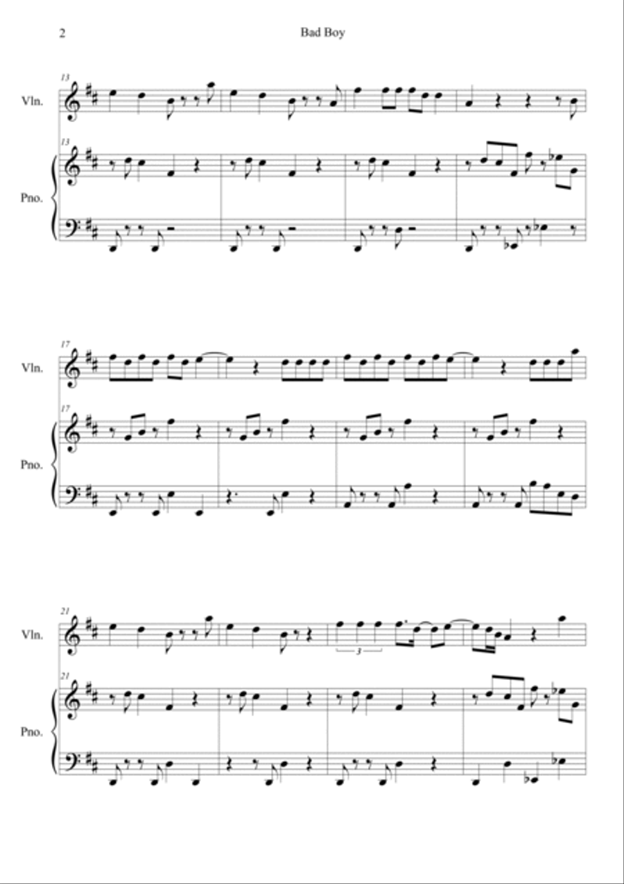 Bad Boy Violin Solo scores gallery preview page 2