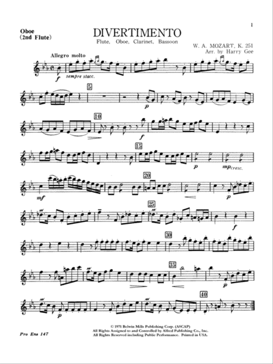 Divertimento: Oboe Woodwind Quartet scores gallery preview page 1