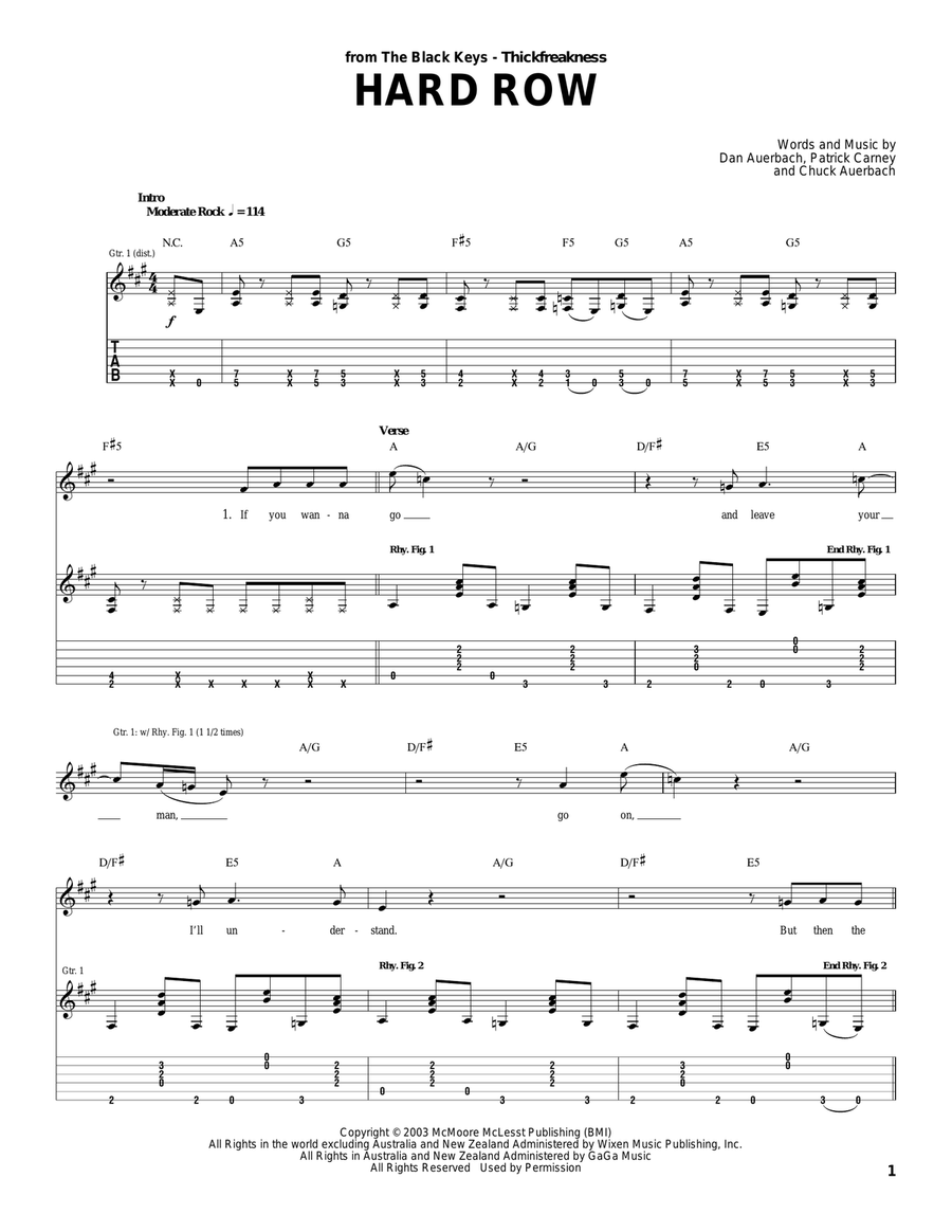 Hard Row Acoustic Guitar scores gallery preview page 1