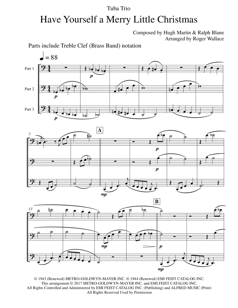 Have Yourself A Merry Little Christmas Brass Trio scores gallery preview page 1