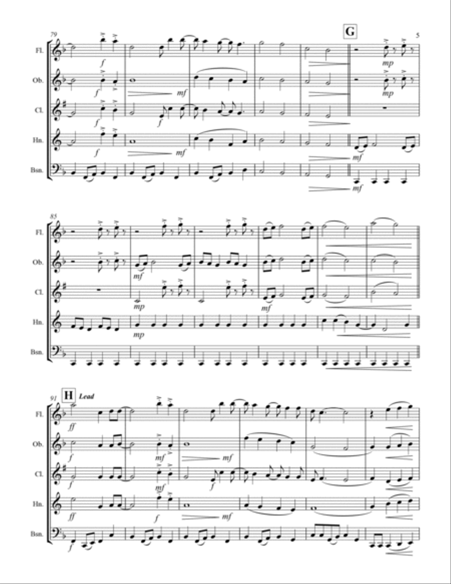 Sweet Caroline Woodwind Quintet scores gallery preview page 6