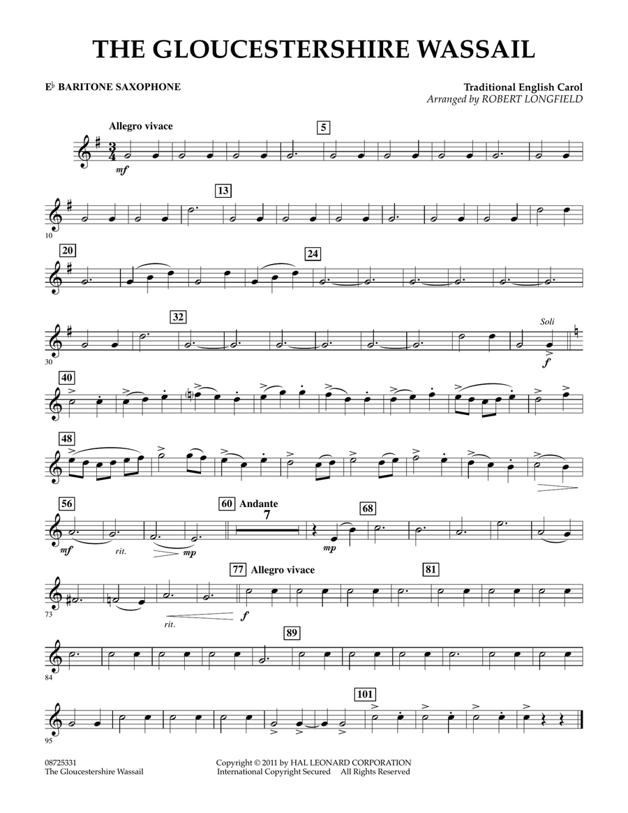 The Gloucestershire Wassail - Eb Baritone Saxophone Concert Band scores gallery preview page 1