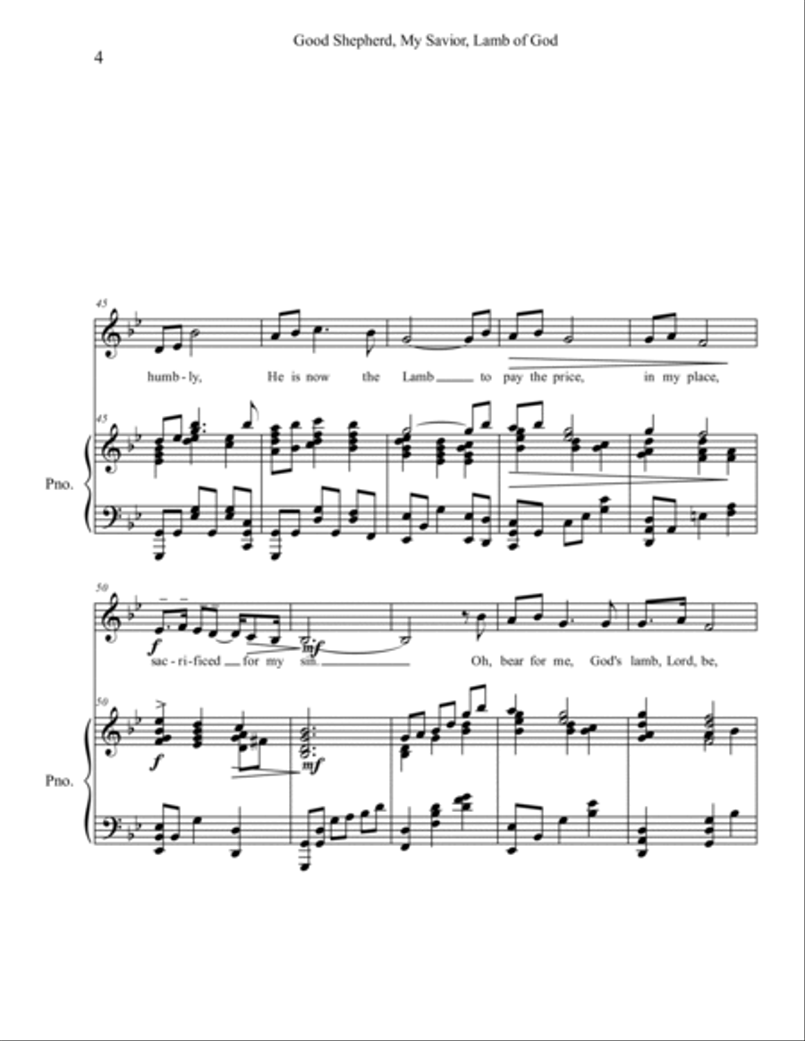 Good Shepherd, My Savior, Lamb of God, vocal solo, medium voice Medium Voice scores gallery preview page 4
