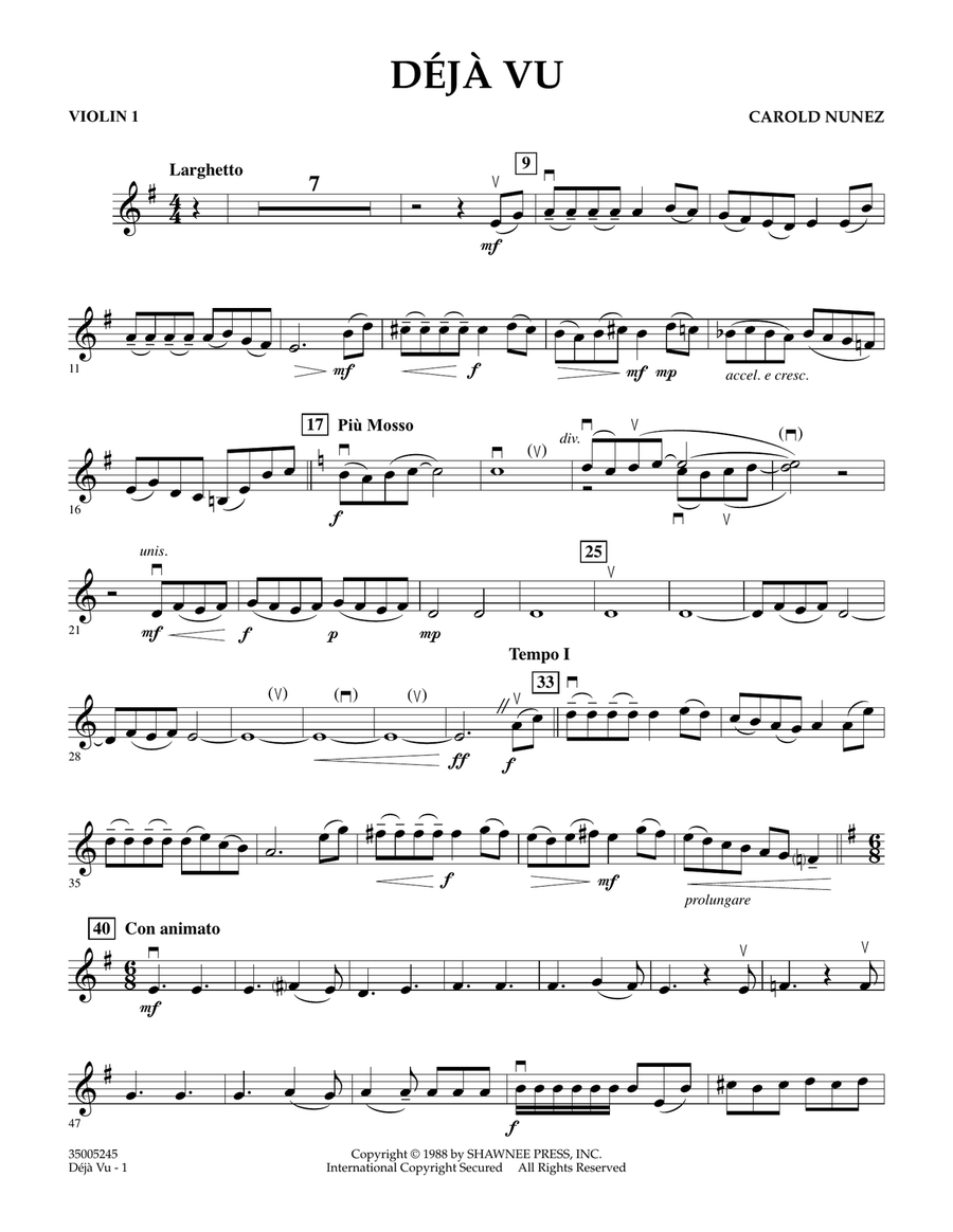 Deja Vu - Violin 1 Orchestra scores gallery preview page 1