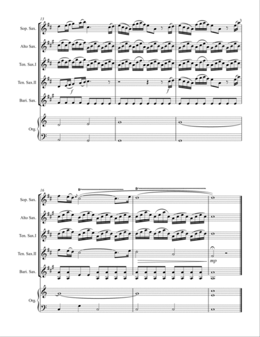 Vivaldi – L’inverno “Winter” 2. Largo from The Four Seasons - (for Saxophone Quintet SATTB) Saxophone Quintet scores gallery preview page 4