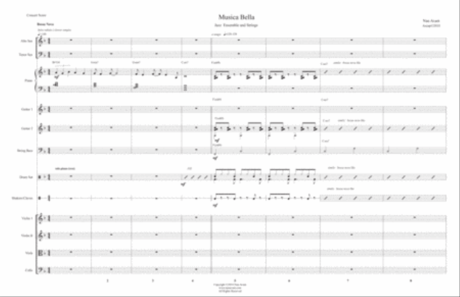 Musica Bella- (A Bossa Nova for Jazz Ensemble and Strings) Jazz Ensemble scores gallery preview page 3